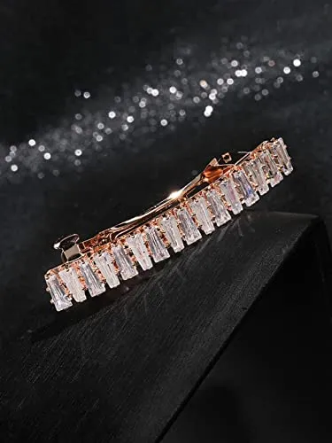 Yellow Chimes Hair Clips for Women Girls Barrette Hair Clips for Women Hair Accessories for Women Hair Clip for Women Rosegold Crystal French Barrette Hair Clips for Women and Girls Gift For Women & Girls