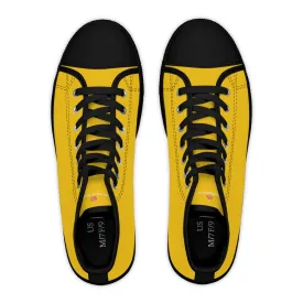 Yellow Color Ladies' High Tops, Solid Color Best Women's High Top Sneakers (US Size: 5.5-12)