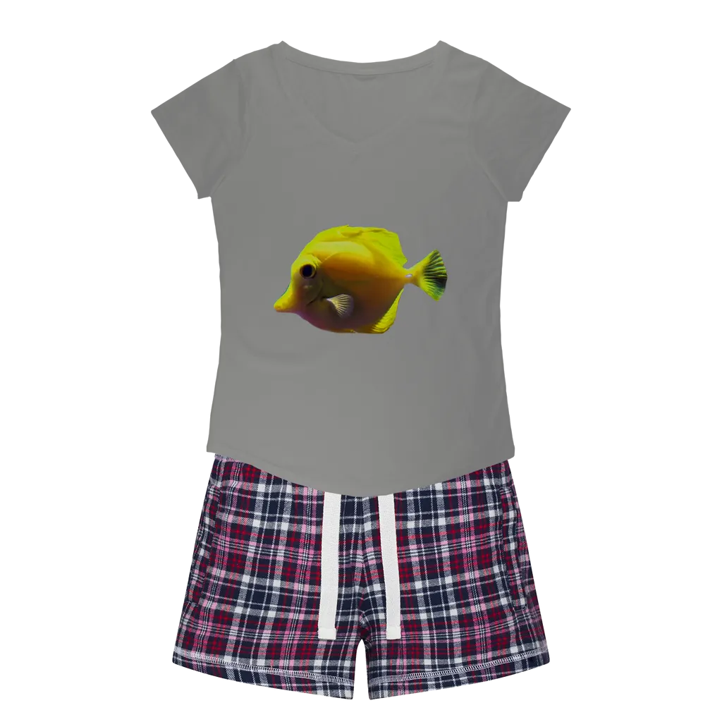 Yellow Fish Women's Sleepy Tee and Flannel Short