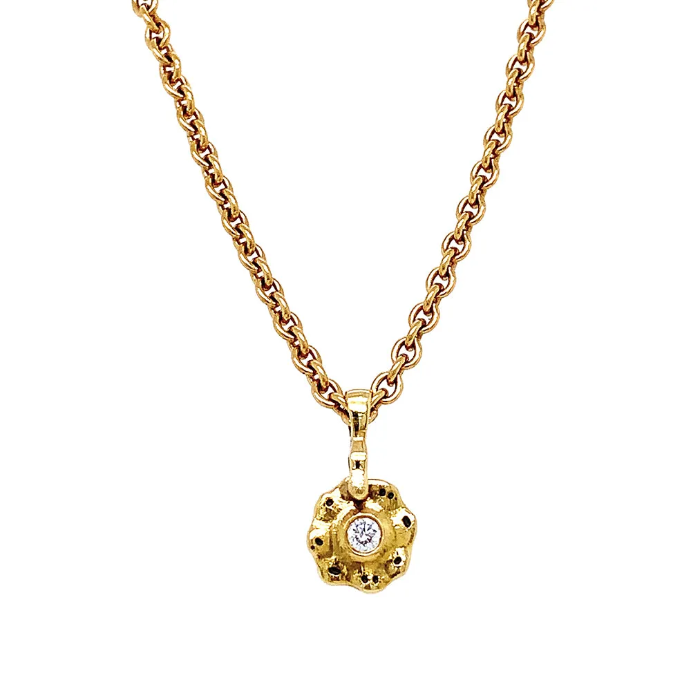 Yellow Gold & Diamond Pendant - "Flora"