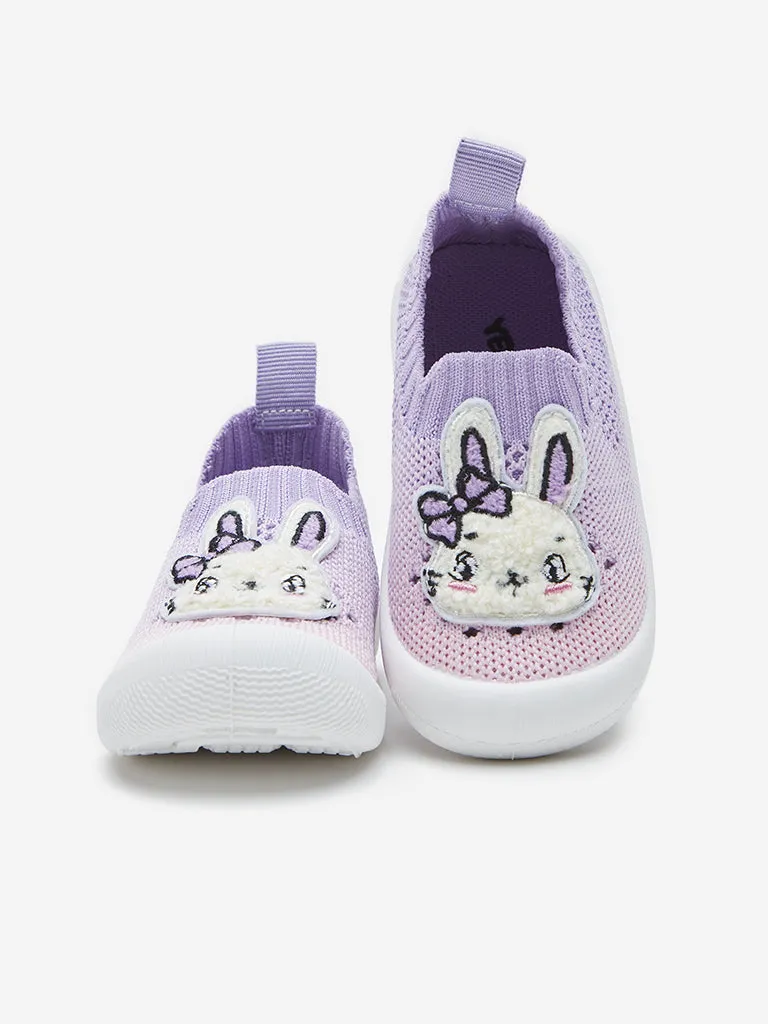 Yellow Lilac & Pink Animal Applique Knitted Shoes