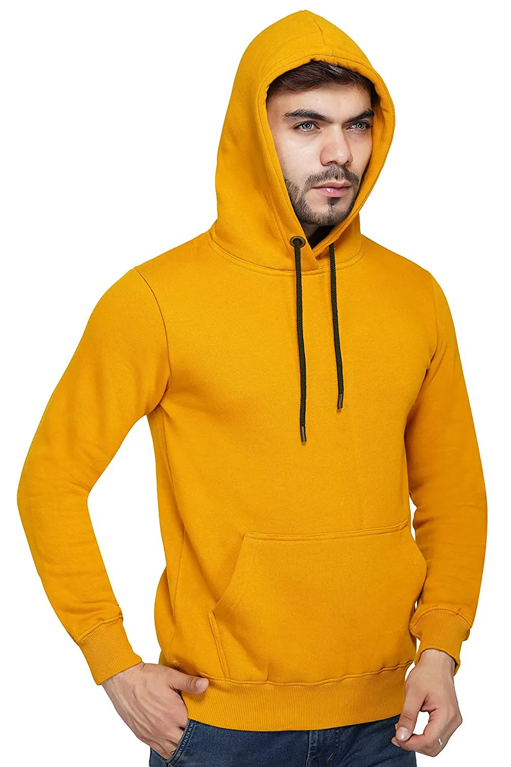 Yellow Relaxed Fit Hooded Sweatshirt For Men By LazyChunks