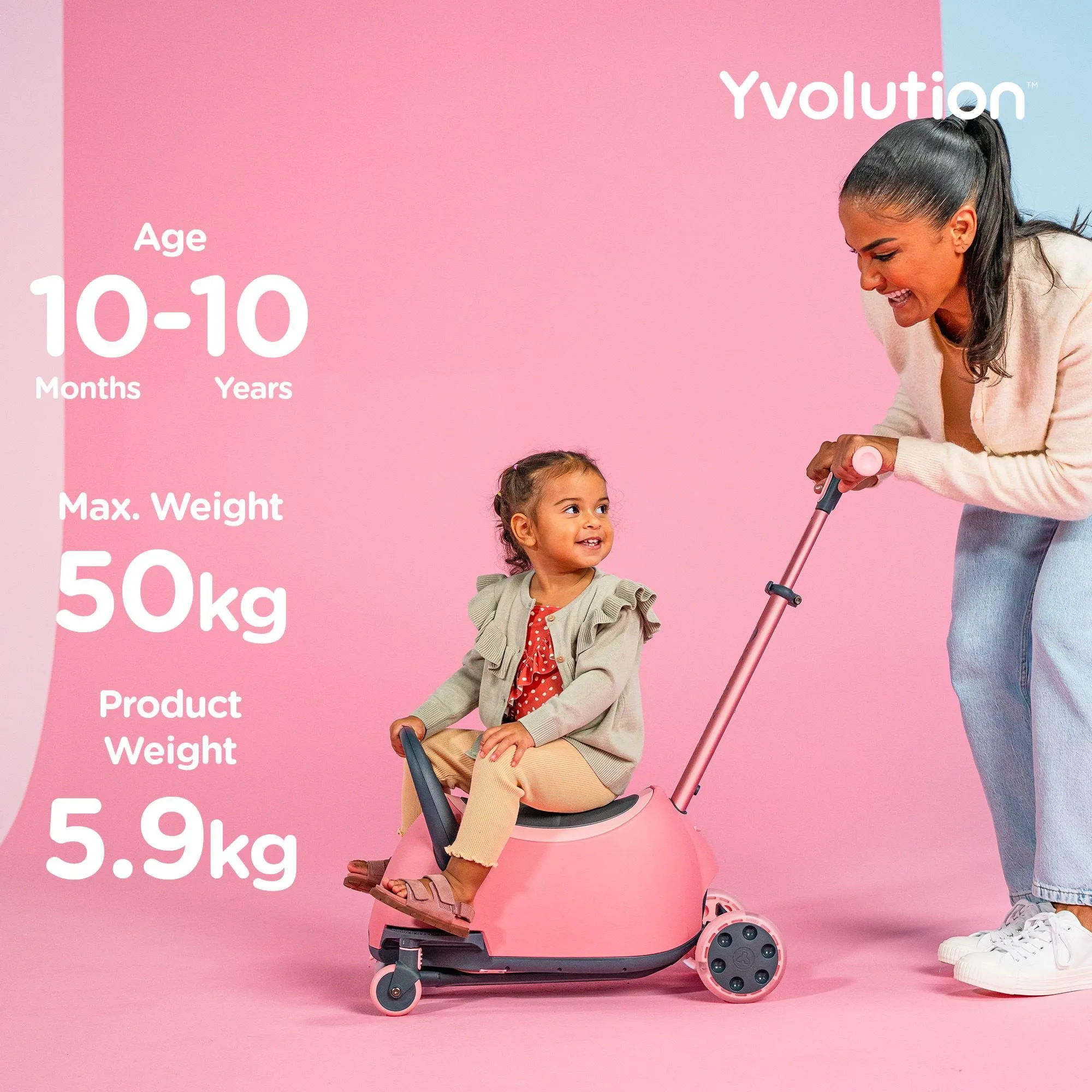 Yvolution Y Glider Luna 5In1 Kids Scooter Pink