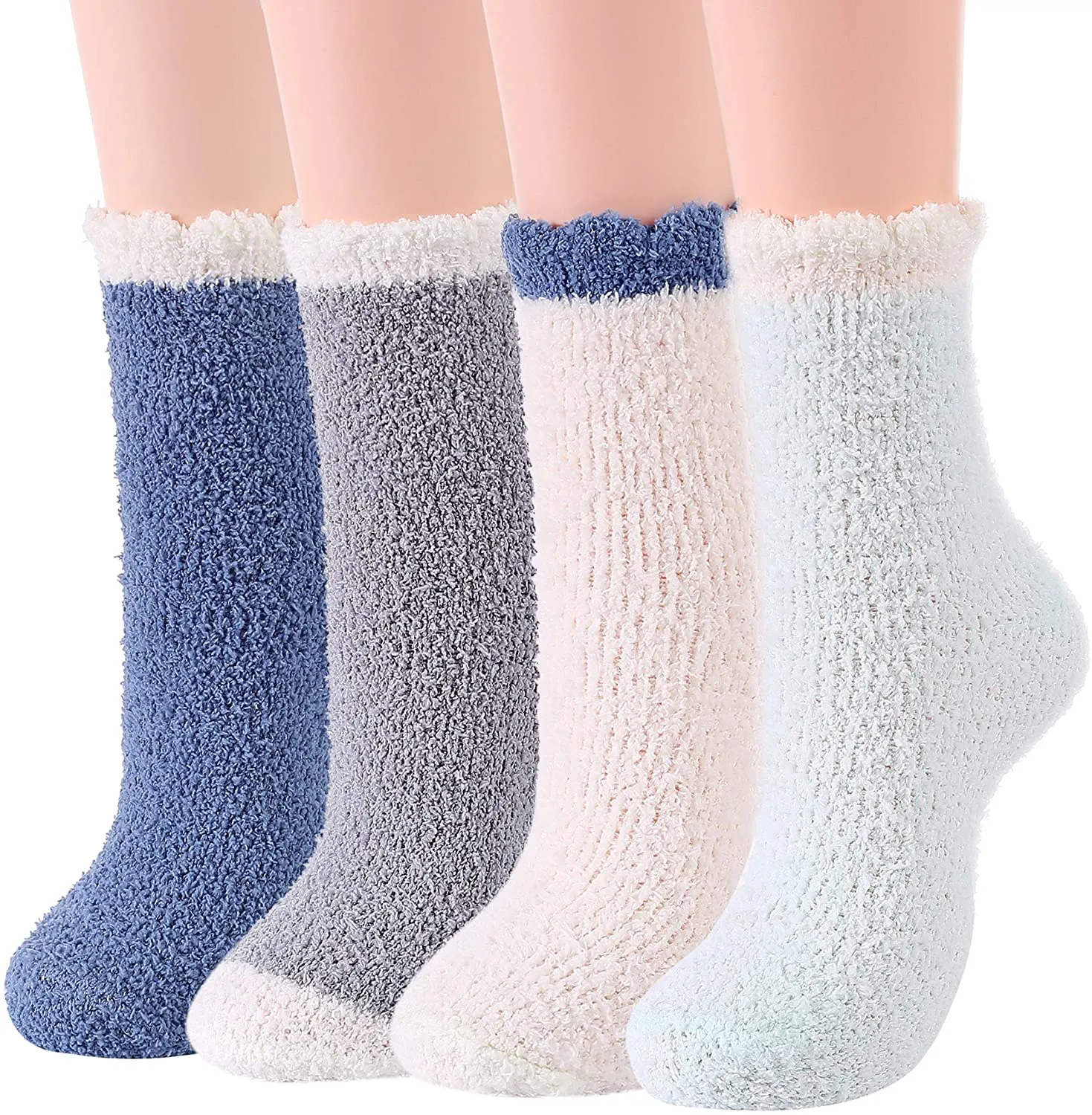 Zando Women Warm Super Soft Plush Slipper Sock Winter Fluffy Microfiber Crew Socks Casual Home Sleeping Fuzzy Cozy Sock