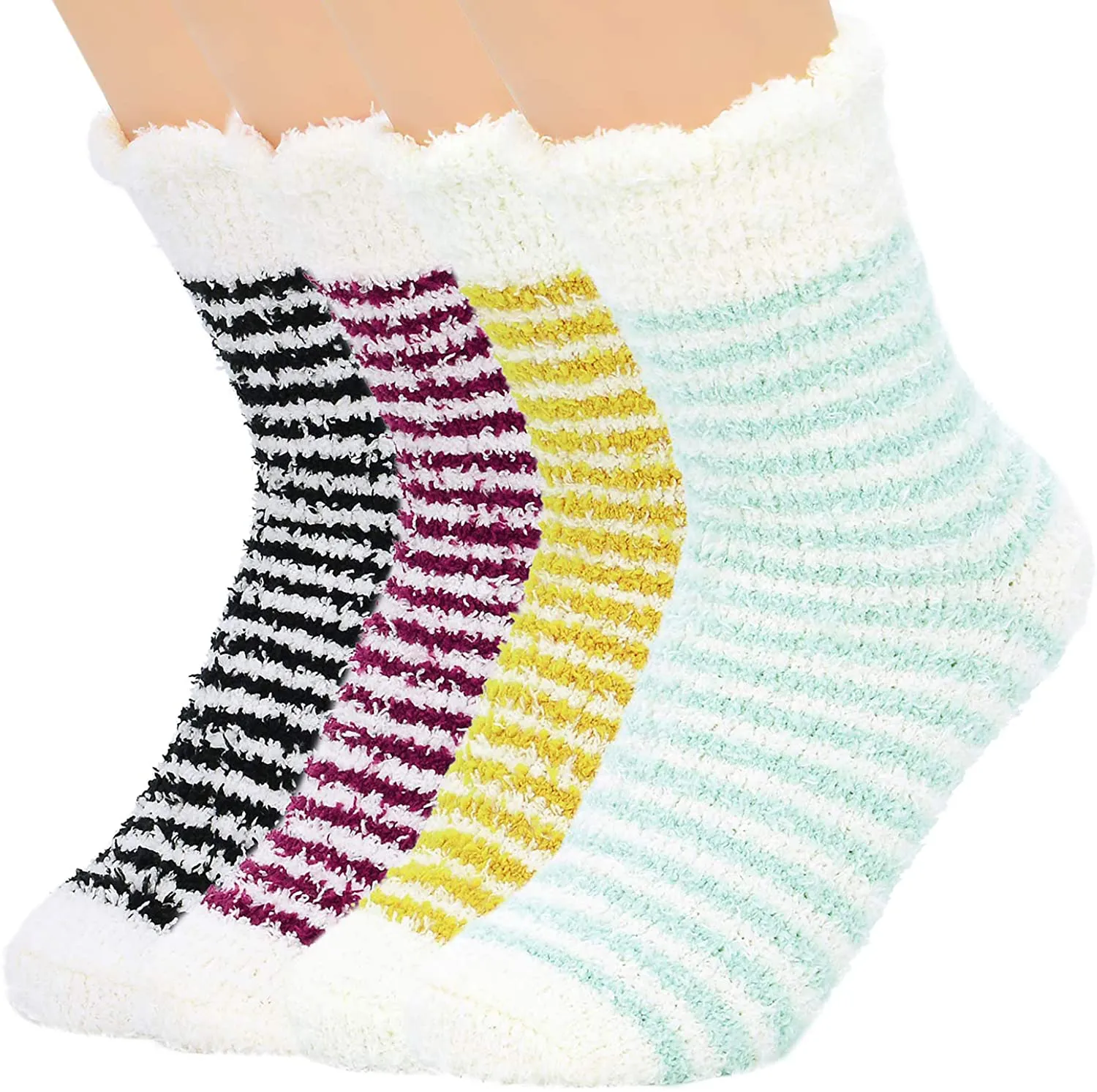 Zando Women Warm Super Soft Plush Slipper Sock Winter Fluffy Microfiber Crew Socks Casual Home Sleeping Fuzzy Cozy Sock