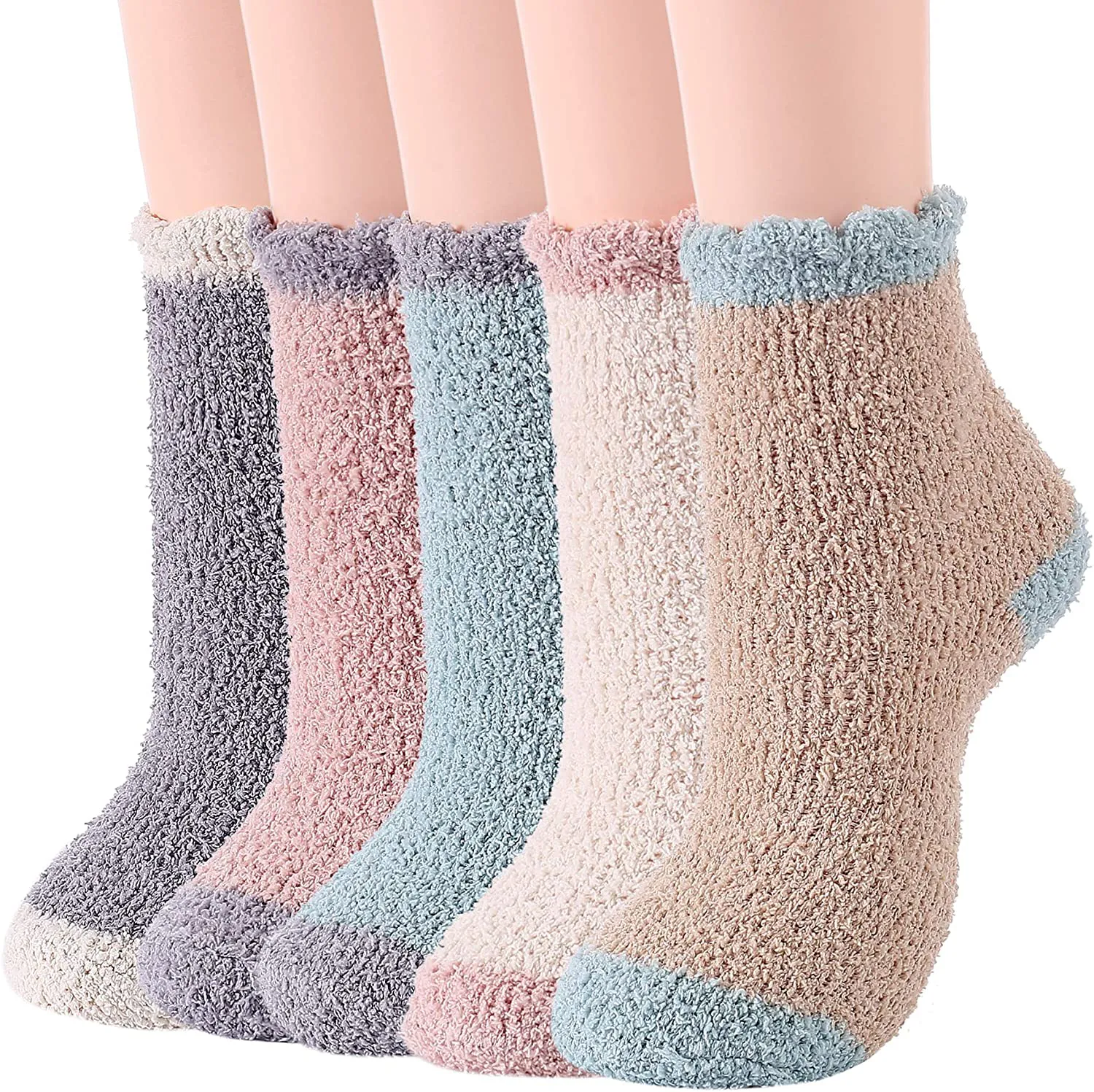 Zando Women Warm Super Soft Plush Slipper Sock Winter Fluffy Microfiber Crew Socks Casual Home Sleeping Fuzzy Cozy Sock