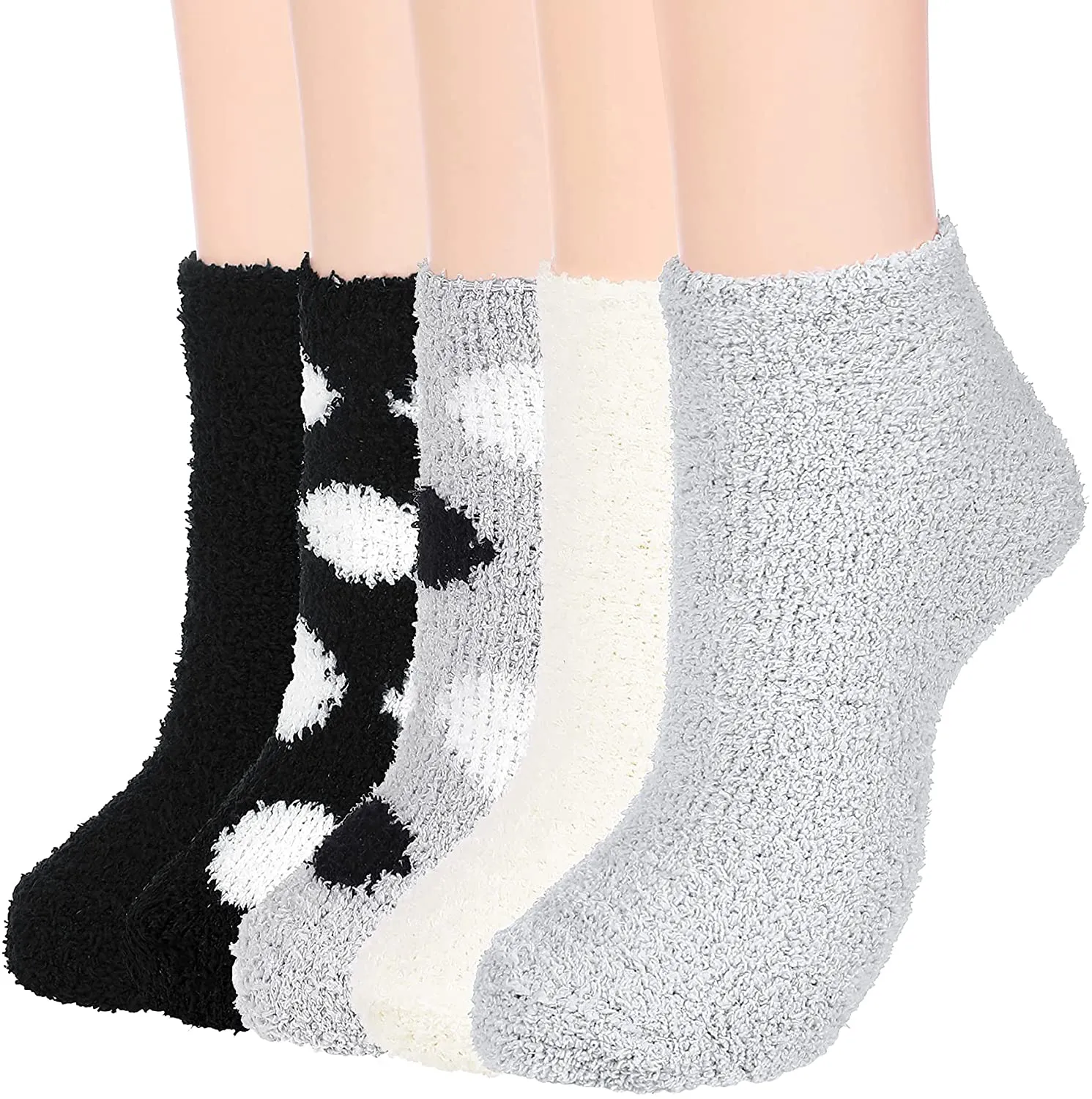 Zando Women Warm Super Soft Plush Slipper Sock Winter Fluffy Microfiber Crew Socks Casual Home Sleeping Fuzzy Cozy Sock