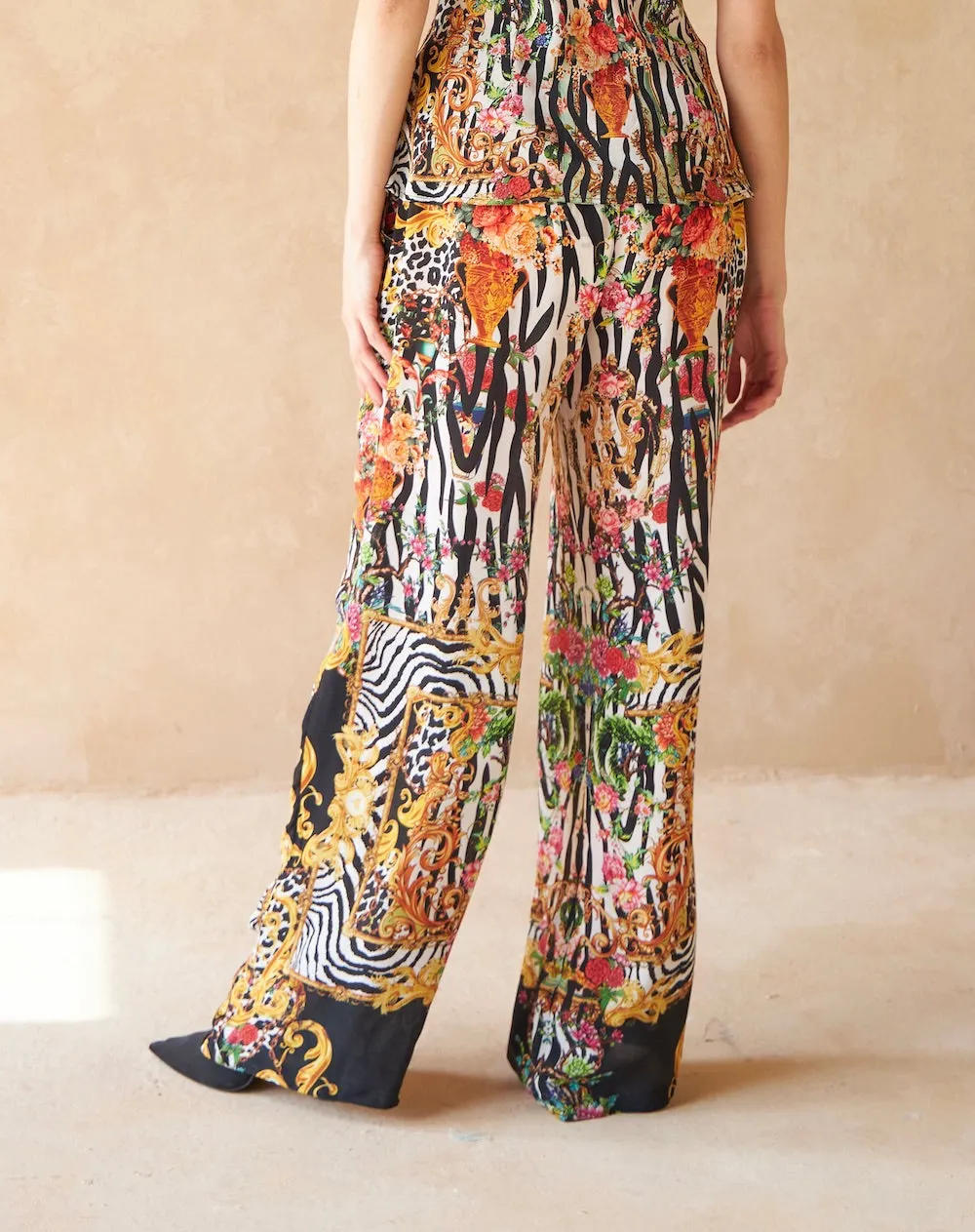 Zebra Multicolour Larch Wide Leg Silk Pants