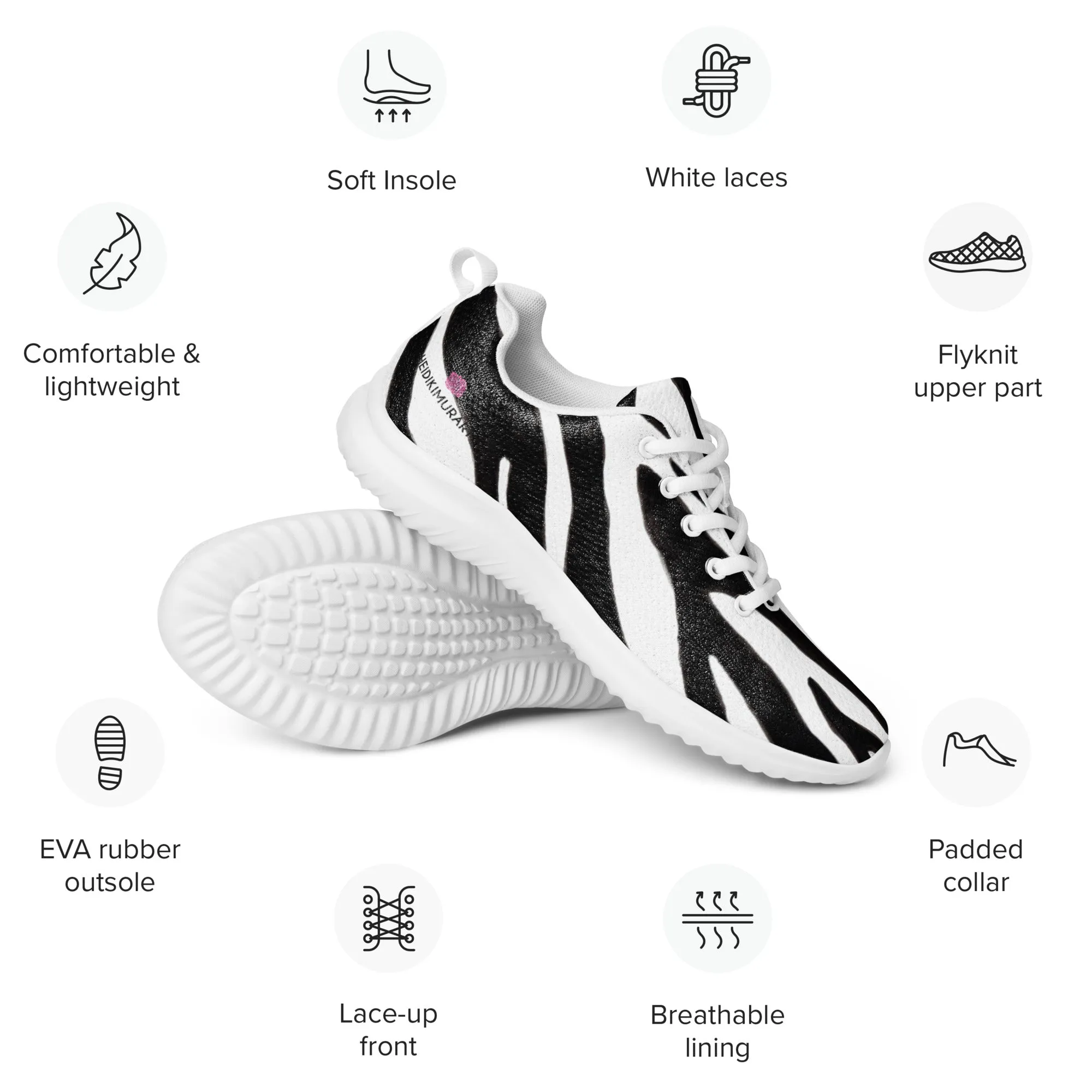 Zebra Striped Men's Sneakers, Zebra Striped Animal Print Modern Breathable Lightweight Men’s Athletic Shoes (US Size: 5-13)