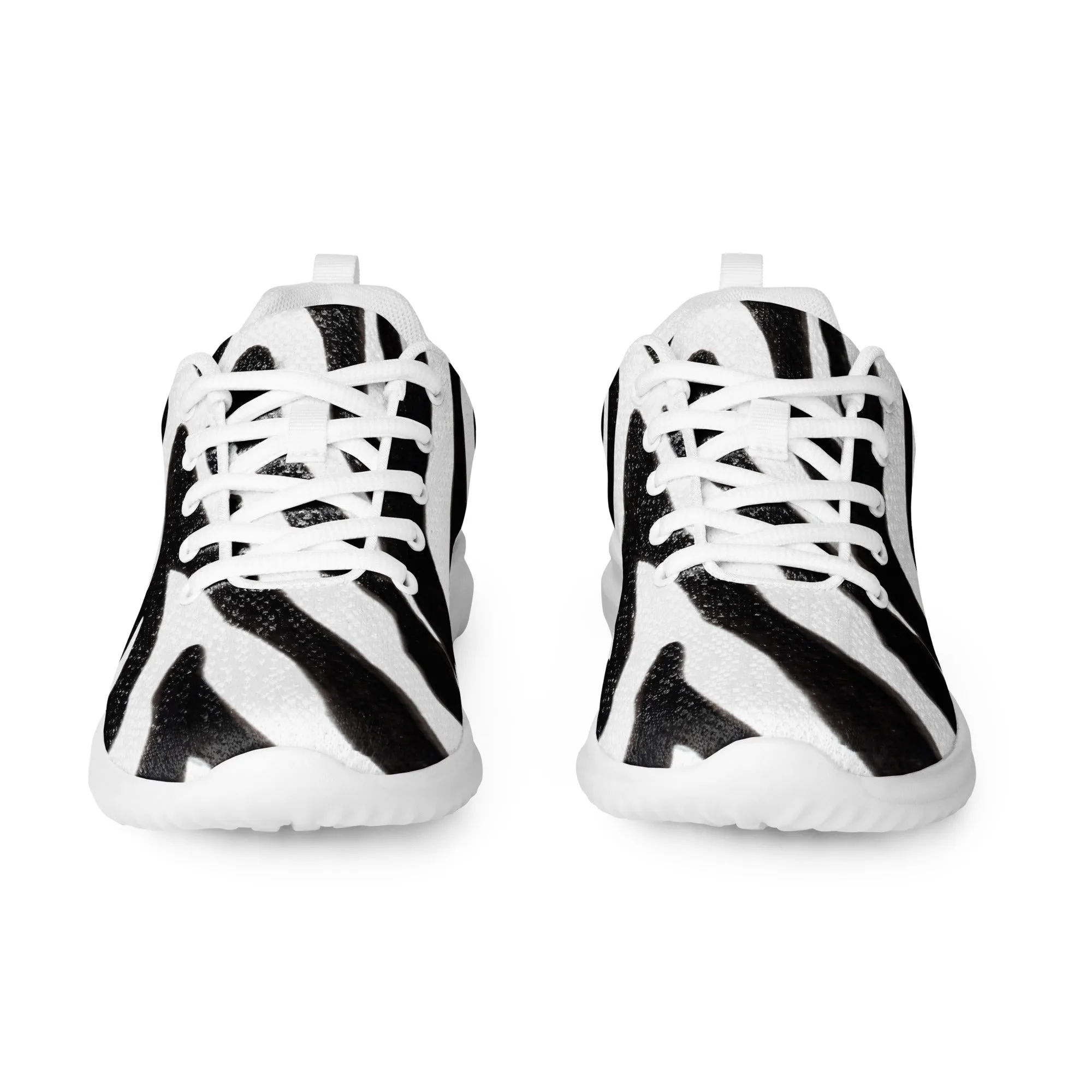 Zebra Striped Men's Sneakers, Zebra Striped Animal Print Modern Breathable Lightweight Men’s Athletic Shoes (US Size: 5-13)