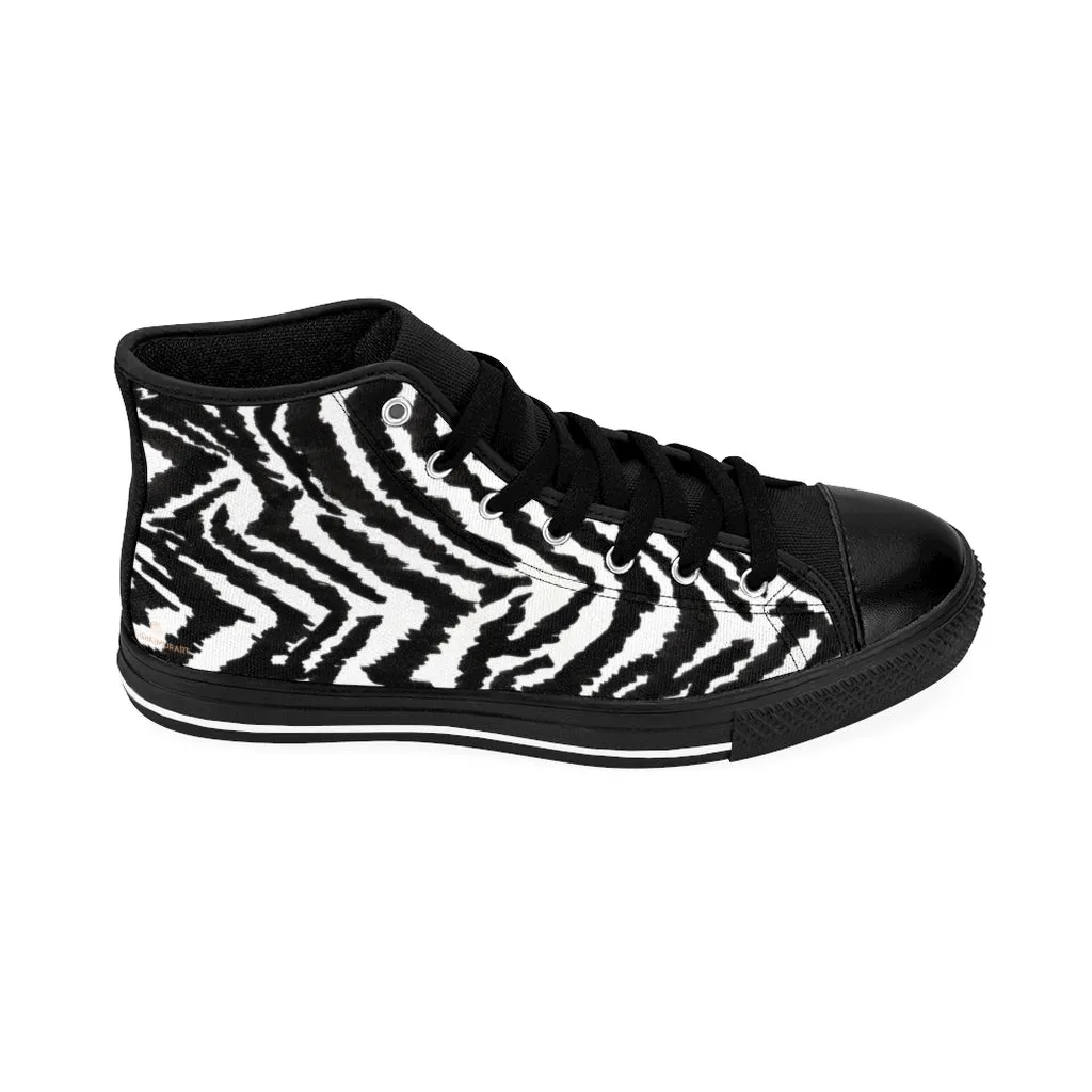 Zebra Women's Sneakers, Striped Animal Print Designer High-top Sneakers Tennis Shoes