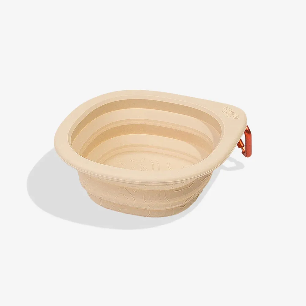 Zee.Dog Go Bowl Collapsible Silicone Travel Bowl Biscotti Beige