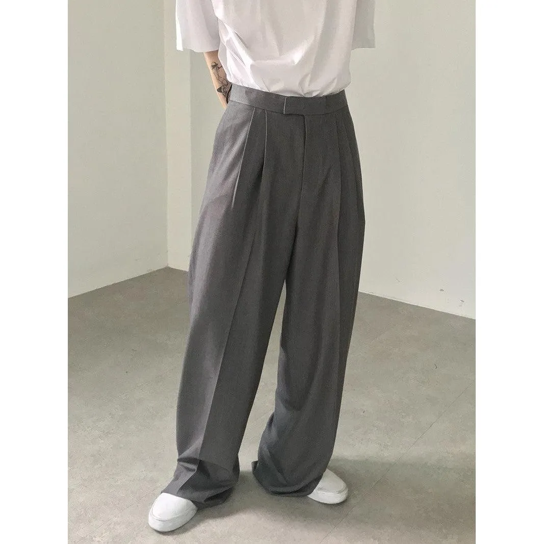 Zhou Plicated Detail Wide Leg Trousers