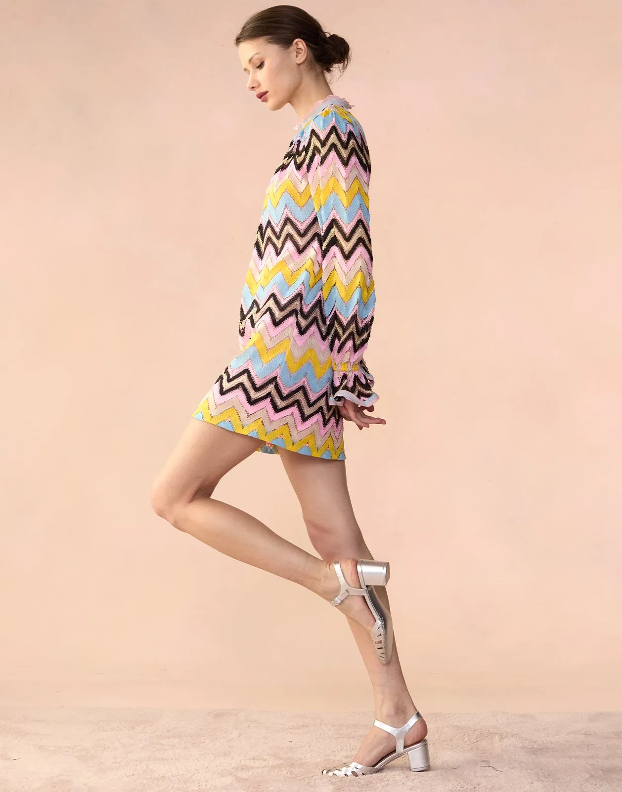 Zigzag Knit Shift Dress