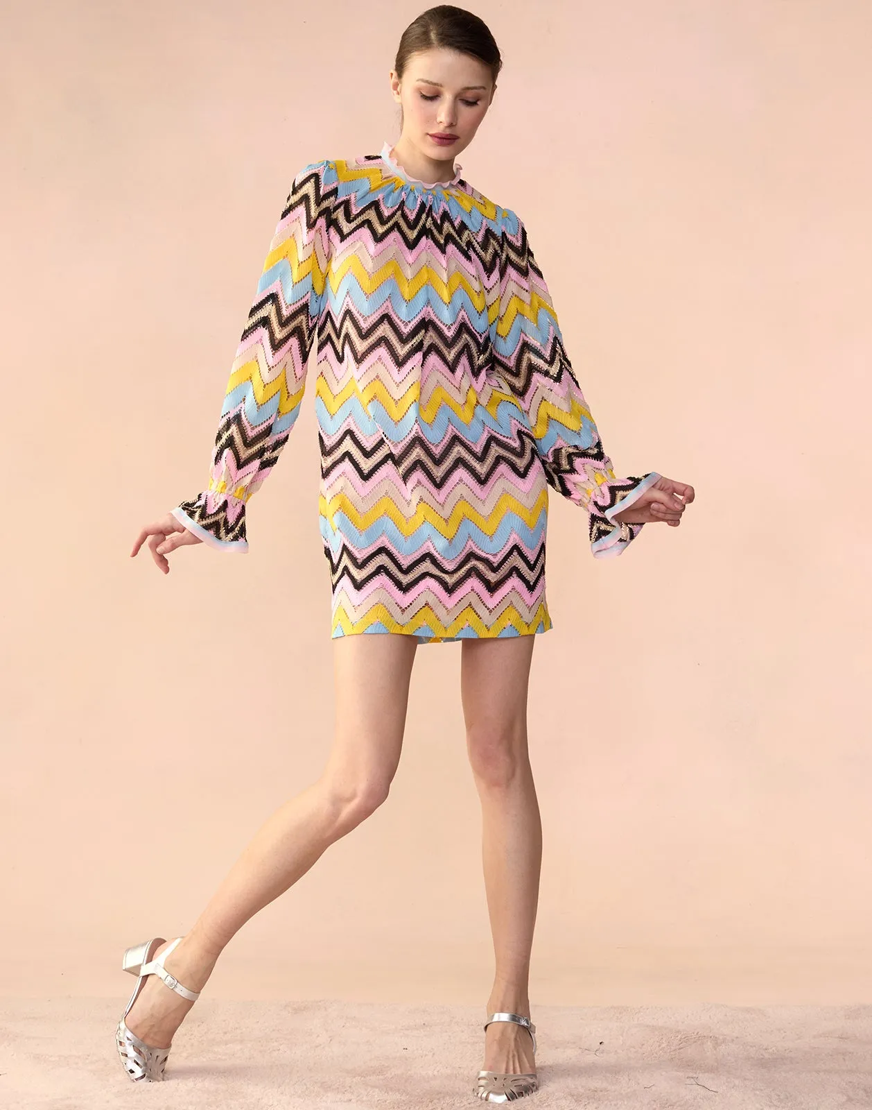 Zigzag Knit Shift Dress