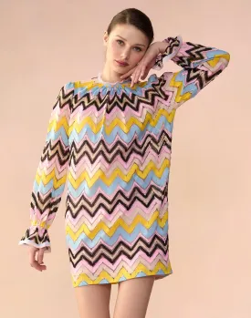 Zigzag Knit Shift Dress