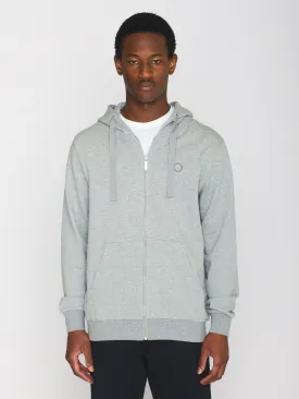 Zip hood kangaroo badge sweat - Grey Melange