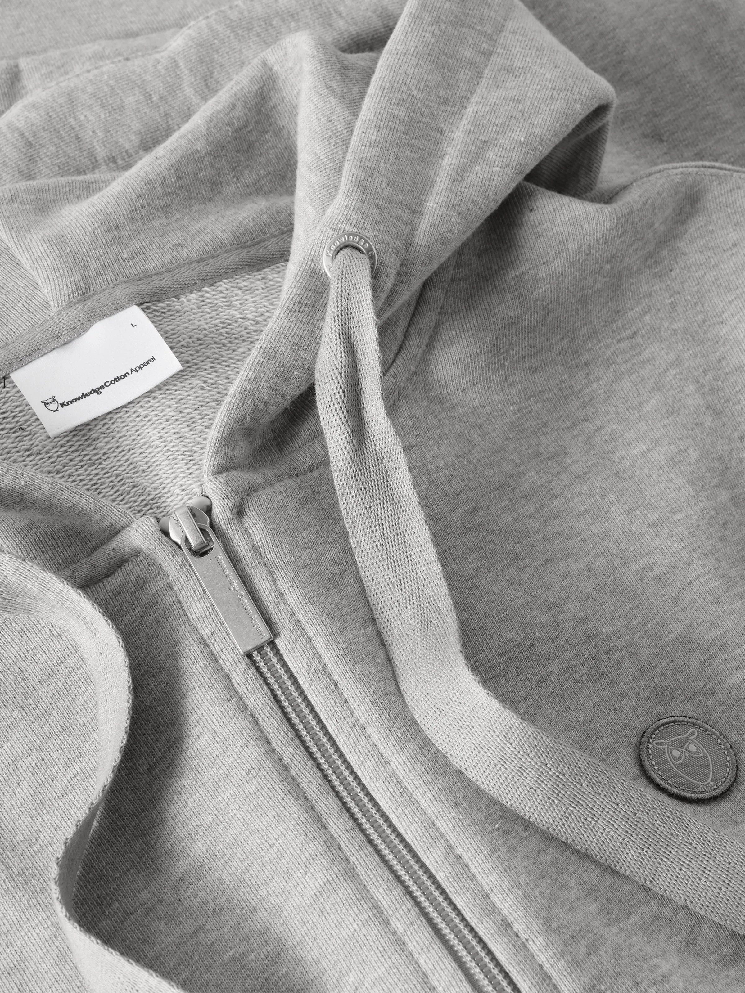 Zip hood kangaroo badge sweat - Grey Melange