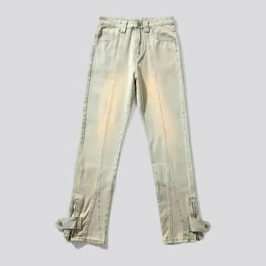 Zipper-button men's jeans