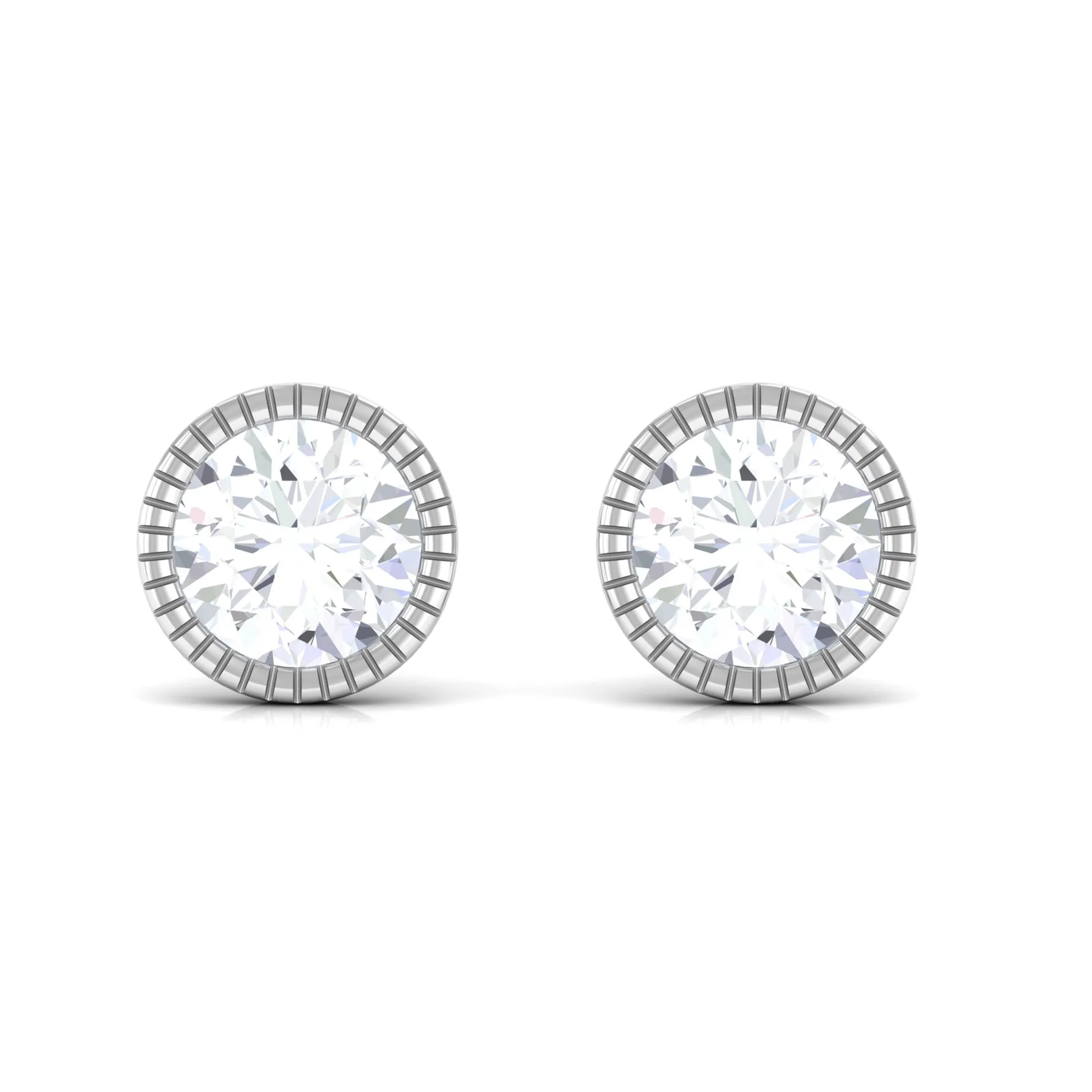 Zircon Solitaire Stud Earring in Bezel Setting