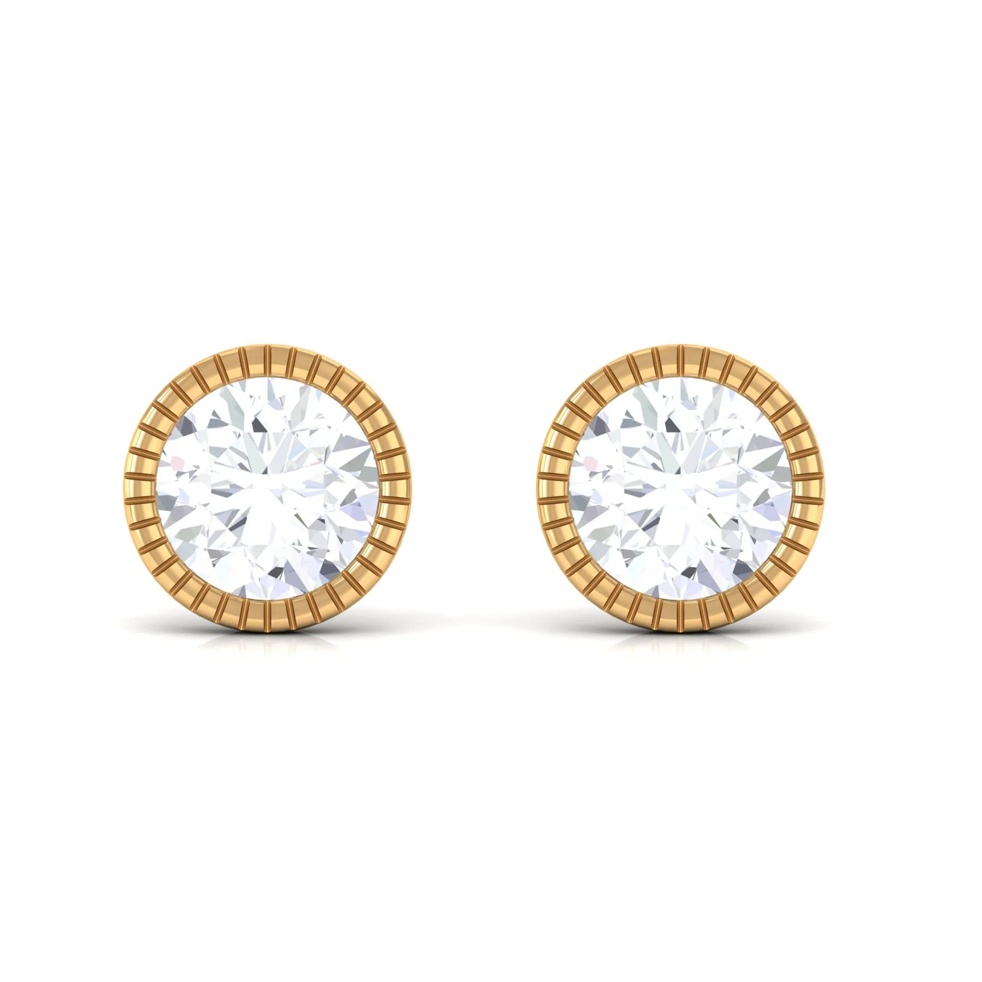 Zircon Solitaire Stud Earring in Bezel Setting